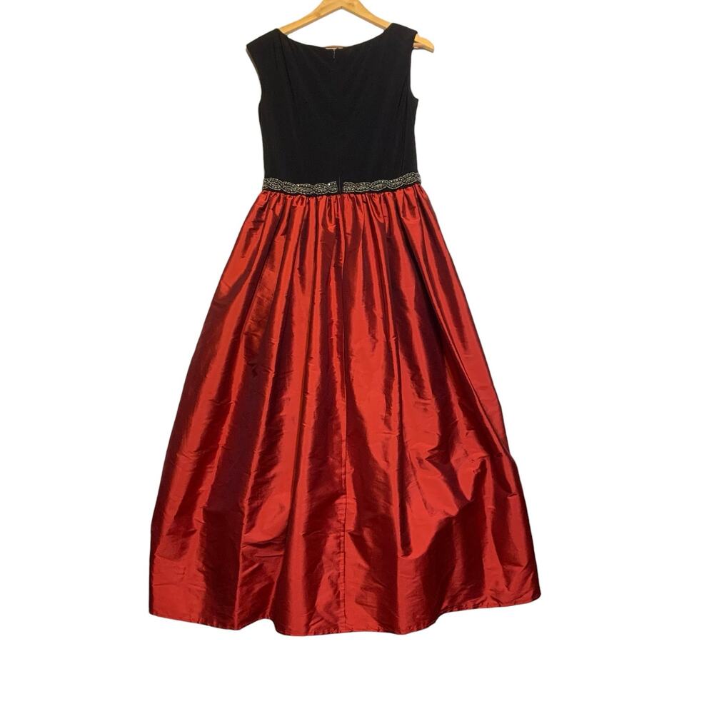 Alex Evening Black And Red Beaded Waist Gown sz 6 - Picture 3 of 10